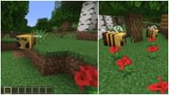 Bees can be interacted with by using flowers in Minecraft (Image via Mojang)